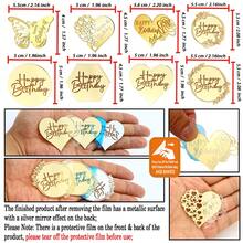 10/20 peças de decoração para cupcakes em acrílico espelhado dourado com borboleta, rosa, coração e círculo, tema "Feliz Aniversário" - Ideal para o Dia das Mães e Dia dos Pais. Também disponível para decoração de bolos, doces e outras sobremesas. - Multicolorido - Ver 3