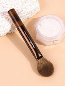 MAANGE 1pc Professional Aluminum Tube Powder Brush,Soft Powder Makeup Brush,Makeup Tools With Soft Fiber For Easy Carrying,Brush For Travel,Accessories Gifts For Friends,Giveaways - Coffee Brown - View 3