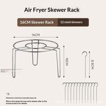 可拆卸悬挂式烤串架，适用于空气炸锅、圆形多针烧烤架、烤箱烤架，随时享受精致生活（12/24/36 串） - 銀色 - 查看 13