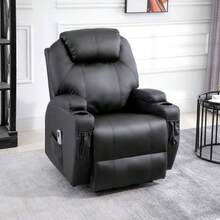 Massage Chair, Reclining, Massage Function, Lying Position, Faux Leather, Black, 82 X 97 X 110 Cm - Black - View 2
