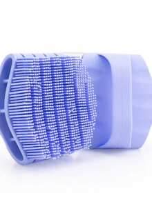 Silicone Body Cleansing Brush With Handle - Unisex Exfoliating Shower Brush, Travel-Friendly And Quick-Drying, Soft Silicone Loofah Replacement For All Skin Types (Blue) - 1pc Blue - View 8