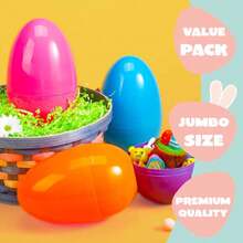 JOYIN 12 Pcs Large Plastic Easter Eggs, 6 Inches Colorful Jumbo Eggs Fillable For Easter Themed Hunt Basket Stuffers Fillers Filling Treats Party Favor Classroom Prize Supplies,41205361 - 金色 - 查看 5