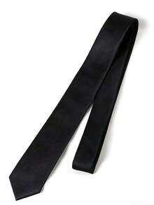 1pc Ladies' Polyester Narrow Necktie, Handmade, Suitable For Daily Shirt Decoration And As A Gift - 黑色 - 查看 11