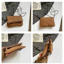 1pc Women's Burgundy Studded Chain Crossbody Bag | Waterproof Multi-Functional Mini Purse | Fashion Holiday Gift Bag For All Seasons - Women's Bags - View 10