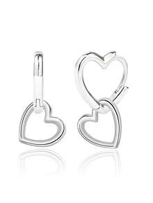 Khuyên tai bạc 925 hình trái tim tối giản, không gây dị ứng, thích hợp để đeo hàng ngày, quà tặng sinh nhật. - Bạc - Xem 1