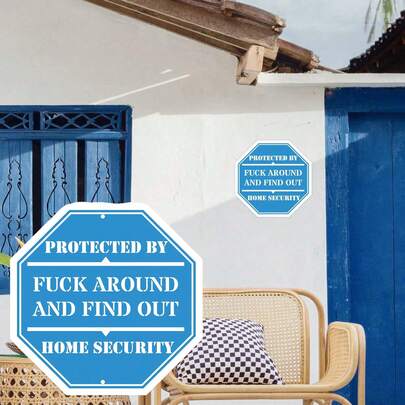 1/2pcs Safety Warning Sign Stickers, Protected Symbol Stickers, Fun Removable Stickers Suitable For Car Body, Truck Windows, Home/Door & Wall, Waterproof