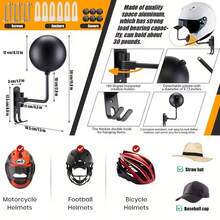 1 Set Multi-Function Helmet Wall Mount Rack, Spherical Helmet Holder With Space-Saving Wall-Mounted Design, Metal Structure With Soft Protective Pad To Prevent Scratches, Built-In Extra Hooks For Gloves, Keys, Hats, Masks And Other Accessories, Suitable For Motorcycle, Bicycle, Sled, Ski And Other Sports Helmets, Great For Garage, Entryway, Wardrobe, Home, And Store Organization - Multicolor - View 7