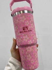 SCALON 30盎司/900毫升 1个装 大容量吸管保温杯，带手柄和吸管，便携式不锈钢真空防漏水瓶，冰杯，旅行杯，保温/冷饮杯，适合旅行、学校、办公室、户外、健身房、居家使用，是送给朋友、家人、节日、生日的绝佳礼物（含吸管），也是理想的圣诞节/万圣节礼物，四季皆宜。 - 彩色 - 查看 6