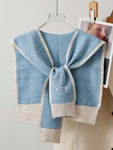 1pc Minimalist Style Wool Trim Shawl - Multicolor - View 9