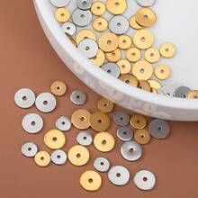 20pcs Stainless Steel Flat Round Spacer Beads, Gold Color, For DIY Jewelry Making Accessories, Bracelets, Necklaces, Jewelry Supplies - Stainless Steel Beads - View 2