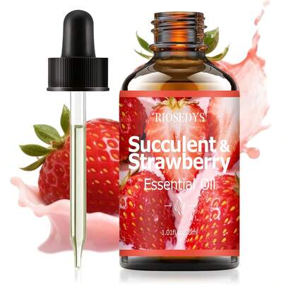 RIOSEDYS 30ml Succulent Strawberry Scented Essential Oil - Sweet Strawberry Fragrance, Suitable For Home Diffuser, Bedroom Fragrance, Long-Lasting Aromatherapy. Applicable For Diffuser, Home Air Freshener And Car Air Freshener. An Excellent Valentine's Day Gift.