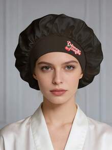 1pc Fashionable Wide-Brim Elastic Women's Sleep Cap, Comfortable Everyday Wear Hair Cover - Red - View 4