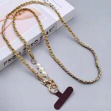 1PC Universal Mobile Phone Case Lanyard For Women, Cross Faux Pearl Collection Chain, Long Neck And Shoulder Strap - Multicolor - View 6