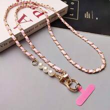 1PC Universal Mobile Phone Case Lanyard For Women, Cross Faux Pearl Collection Chain, Long Neck And Shoulder Strap - Multicolor - View 5