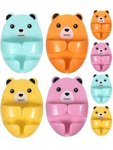 4pcs Bear Design Adhesive Power Socket Hooks, No Drilling Required, Kitchen Cable Organizer Holder - Multicolor - View 2