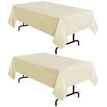 Sancua 2 Pack Beige Tablecloth 60 X 102 Inch, Rectangle 6 Feet Table Cloth - Stain And Wrinkle Resistant Washable Polyester Table Cover For Dining Tables, Buffet Parties And Camping - Beis - Ver 1