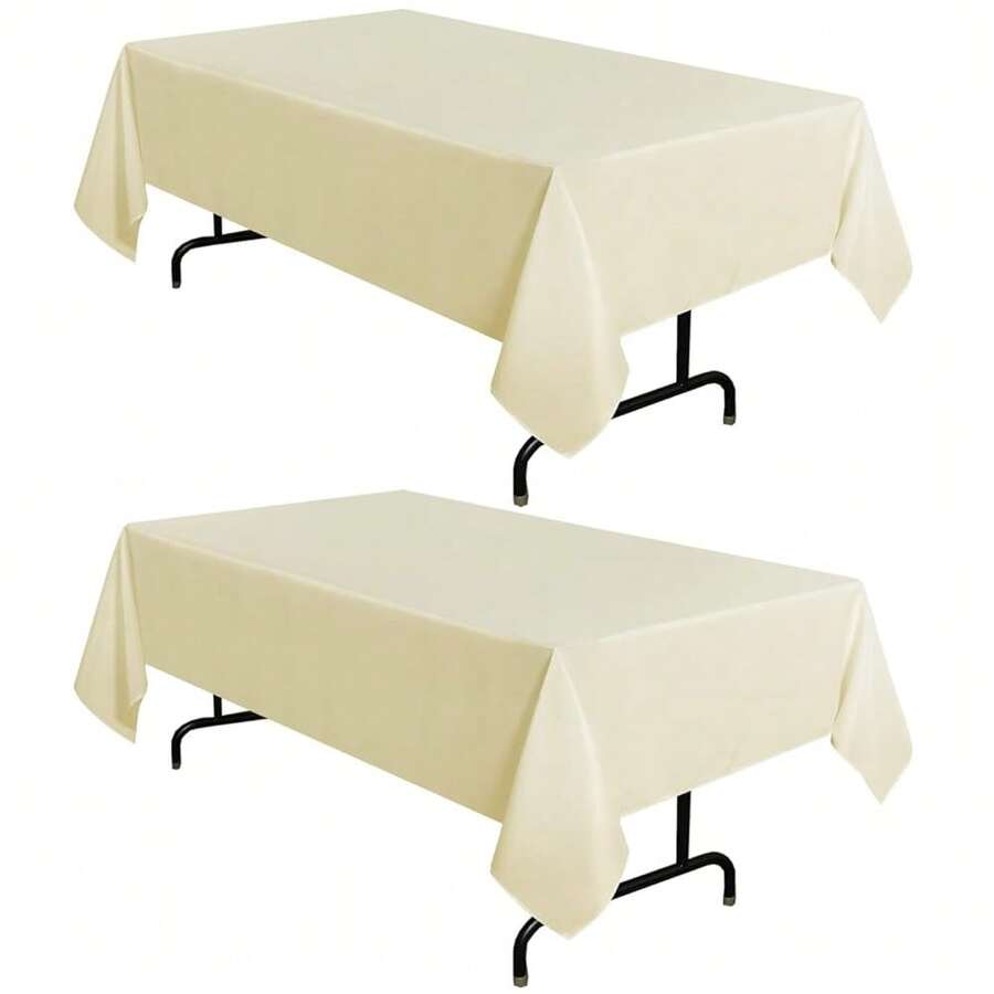 Sancua 2 Pack Beige Tablecloth 60 X 102 Inch, Rectangle 6 Feet Table Cloth - Stain And Wrinkle Resistant Washable Polyester Table Cover For Dining Tables, Buffet Parties And Camping - Beis - Ver 1