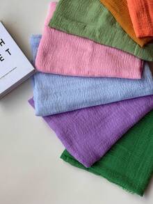 1pc Plain Casual Comfortable Elegant Classic Spring/Autumn New Versatile Beach Headscarf Sun Protection Stylish Combination Women Scarf - A - View 2