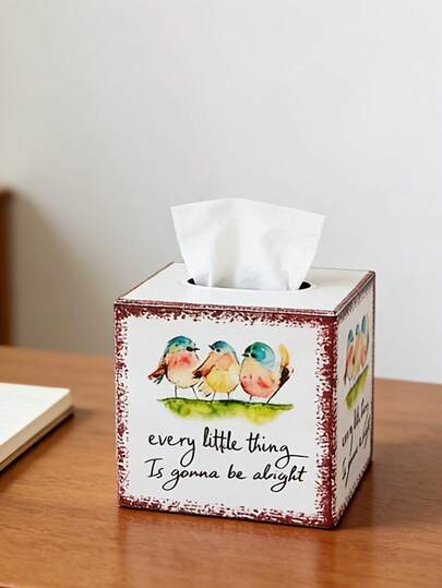 Vintage Square Tissue Box | Tuck The Healing Touch Into Everyday Items, Made Of Sturdy Material, With A Stable Structure That Won't Deform, Protecting Tissues From Dampness And Scattering. The Square Design Fits Most Household Or Commercial Tissue Papers, Easily Blending Into Living Rooms, Studies, Cafes, Or Daycares.