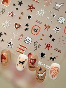 1 Sheet Of 5D Nail Art Stickers, Clock Pattern Nail Stickers, DIY Self-Adhesive Nail Decals, Gold Foil Cross Nail Sliders. - Multicolor - View 6