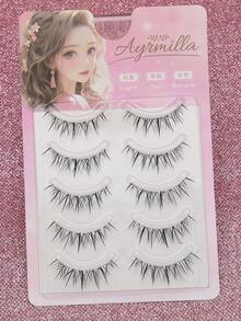 5 Pairs Of Natural False Eyelashes Fluffy And Soft 3D Mink Eyelashes Long Silky Eyelashesdaily Work Meetings Natural False Eyelashes Comfortable To Wear With Eyelashes Hand-Made Wing Elongated Natura Full False Eyelashes Free Eyelash Tweezers And Eyelash Brushes - màu đen - Xem 3