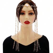 1pc Gold Beaded Chain Tassel Women Hair Chain, Jewelry Headpiece For Wedding, Beach, Holiday - Gold - View 6
