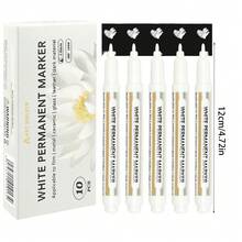 Bộ 10 bút dạ quang trắng không phai, khô nhanh, chống thấm nước, mực gốc dầu dung lượng cao, chống phai màu, thích hợp cho học sinh và nghệ sĩ. - trắng - Xem 8