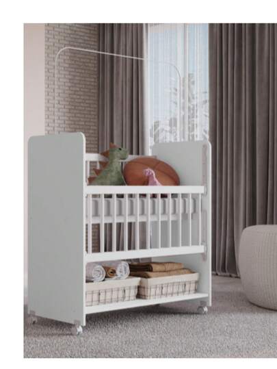 Mini Berço Bed Side Doce Amor Com Grade Móvel e Colchão