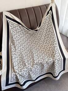 1pc Geometric Print 90cm Silk-Like Square Scarf, Women's Fashion Bandana Shawl, Lightweight Wrap For Sun Protection - Multicolor - View 4