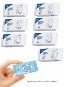 家用男女通用清洁护理湿巾，小包装便携式臀部湿巾，可冲散厕纸 - 彩色 - 查看 10