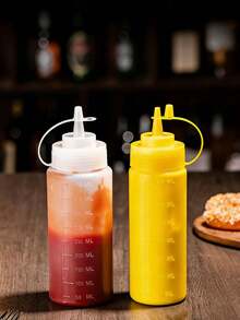 1个挤压式酱料瓶，尖嘴调味品分配器，带盖，耐用，透明分配瓶，防漏厨房调味品分配器，适用于沙拉酱、果酱、烘焙酱和其他酱料。 - 彩色 - 查看 6