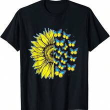 Printed Casual Loose Fit Short Sve Crew Neck Ladies - 綠色 - 查看 1
