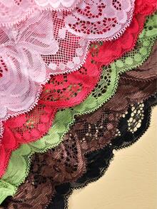 5pcs/Pack Plus Size Women's Solid Color Lace Patchwork Comfortable Sexy Briefs - Multicolor - View 3