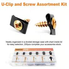 200X Universal Metal U-Type Screw + Clips Car Bumper Fender Trim Panel Fastener - 200pcs - View 4