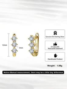 1 par de pendientes de aro de plata de ley 925 con diamantes Moissanite de color D y VVS, brillantes y resplandecientes, para adolescentes y jóvenes - A - Ver 6
