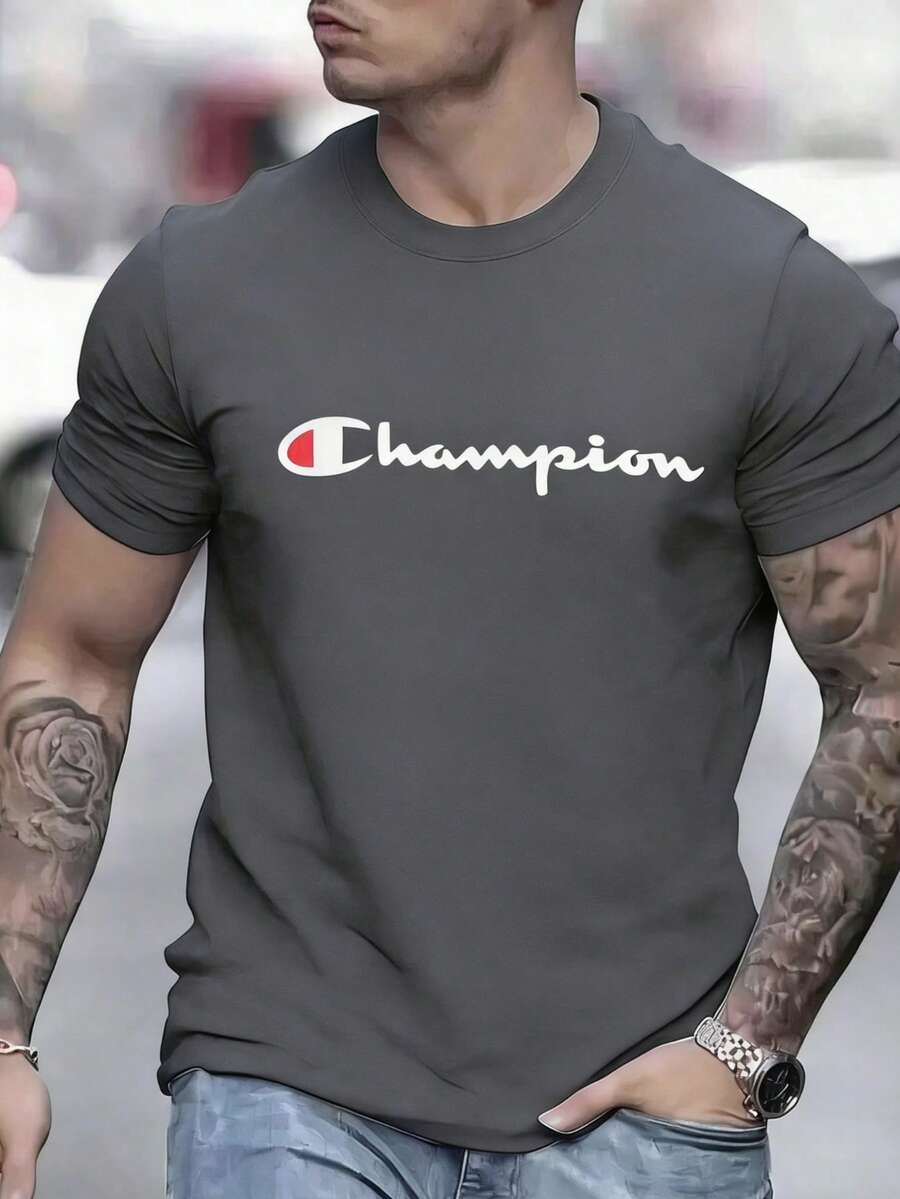 Unisex Camiseta unisex.Para hombres.Manga corta.Camisa T de manga corta.Ropa de primavera.Ropa de verano.Prenda de vestir.Prenda superior.Ancho.Silueta grande.Diseño con estampado.Regalo.Regalo.Estilo street.Primavera.Verano.Otoño.Invierno.Para hombres. - Gris Oscuro - Ver 1