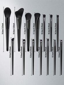 14pcs Professional Soft Makeup Brush Set, Includes Blush, Foundation, Powder, Eye Shadow, Concealer Brushes, High-Quality Makeup Tools For Daily Use - Black - View 6