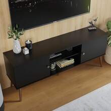 Mueble Mesa Para Tv Rack Madesa 2 Puertas Hasta 65 Negro 02 - Negro - Ver 5
