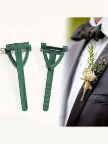 10件手工DIY塑料胸花材料，DIY胸花 - 三角形胸花安全夹婚礼纽扣花胸针 - A-多彩的 - 查看 3