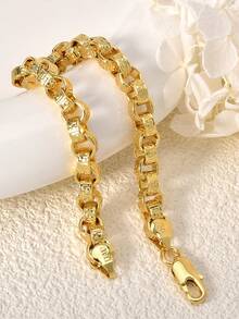 1 chiếc vòng tay đồng mạ vàng 14K cao cấp, hình học rỗng, phù hợp cho cả nam và nữ, dùng hàng ngày, món quà tinh tế. - Vàng - Xem 2