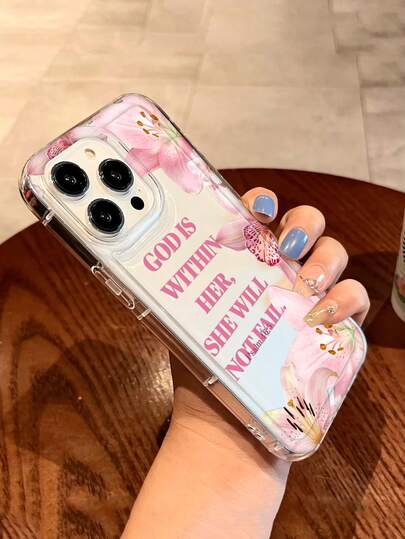 1 pezzo Custodia per telefono in TPU morbido, antishock e anti-caduta, con stampa trasparente a fiori di giglio, compatibile con iPhone e Galaxy