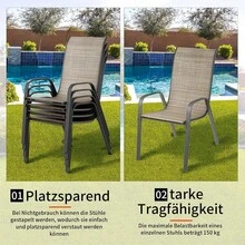 Set Of 4 Folding Chairs, Balcony Chairs, Aluminium Garden Chair, Aluminium Camping Chair, Black - 棕色 - 查看 6
