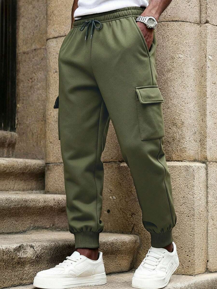 Men's Cargo Pants With Multi-Pocket Design, Comfortable Fit, Perfect For Daily Wear. - Army Green - View 1