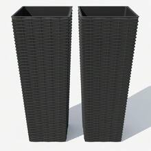 Set of 2 Planters for Outdoor Plants, 24''&32'' Tall Decorative Planter Pots with 4 Drainage Holes, Large Tall Planter for Indoor or Outdoor Front Porch for Patio, Backyard, Home Garden, Black - 1 pieza de 24'' y 1 pieza de 32'' - Ver 2