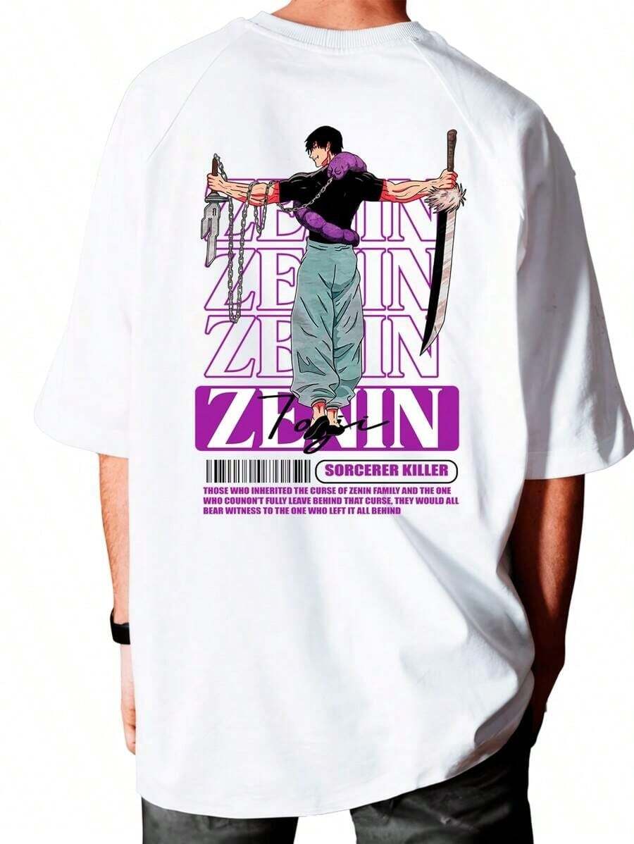 Anime T-Shirt (ZENIN) Geek Print ANIME Series Cartoon Unisex Men's Women's 100% Cotton Top Premium New Release Shirt Various Colors !! - trắng - Xem 1