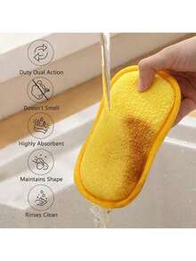多功能聚氨酯海绵擦拭布，可重复使用可水洗厨房刷，洗锅洗碗不易掉毛，适用于浴室、厨房、卫生间清洁 - 藍色 - 查看 6