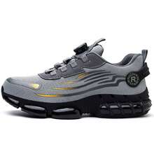 All Day Comfort Black Steel Toe Safety Shoes, Unisex Lightweight Breathable Work Footwear, Anti-Smash Anti-Puncture Protective Shoes For Warehouse Staff Construction Workers Truck Drivers, Great Gift For Labor Day Father's Day - 灰色 - 查看 8