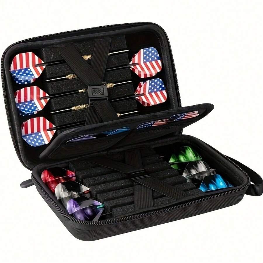 Storage Case For 12 Darts, Designed To Hold Dart Tips, Shafts, And Flights - Black - View 1