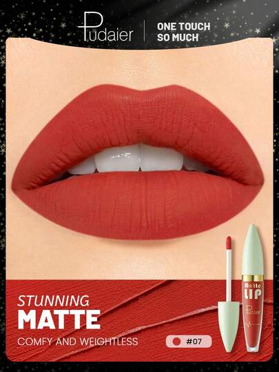 Pudaier 哑光唇釉 - 奶油质地，柔滑持久，裸色哑光，打造完美唇妆，遮盖唇纹，丰盈双唇，柔雾哑光，呈现迷人睡眠光泽，色彩饱满，轻盈雾状，持久妆效，玩转唇妆