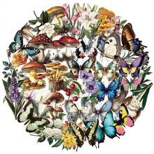 50张复古卡通蘑菇、植物和蝴蝶贴纸 - 透明PET材质，适用于日记本、冰箱、手机壳和DIY手工制作 - 50PCS - 查看 11